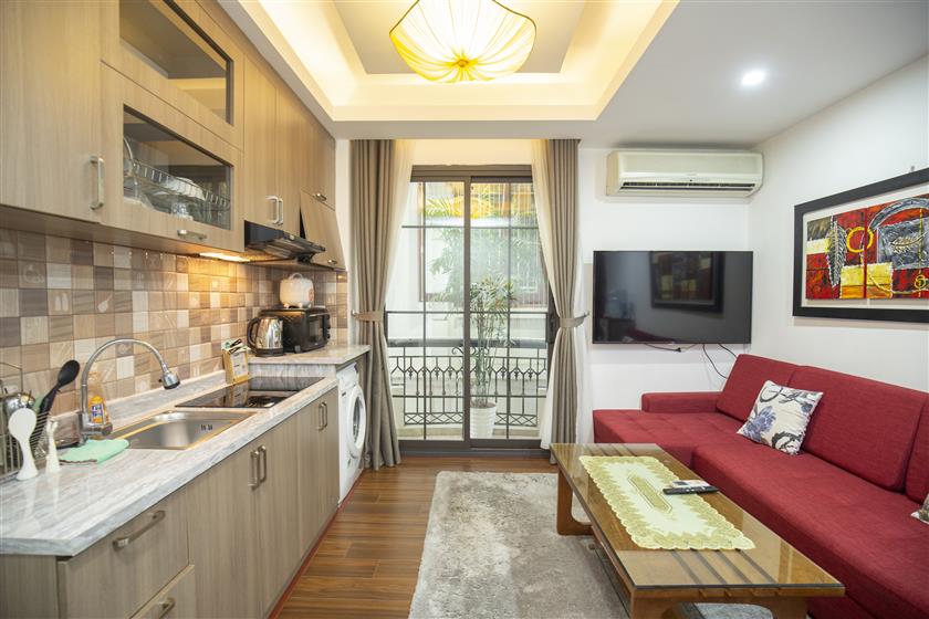 Cho thuê căn hộ 1 ngủ phố 48/12 Đào Tấn gần Lotte, dịch vụ tiện nghi, nội thất mới